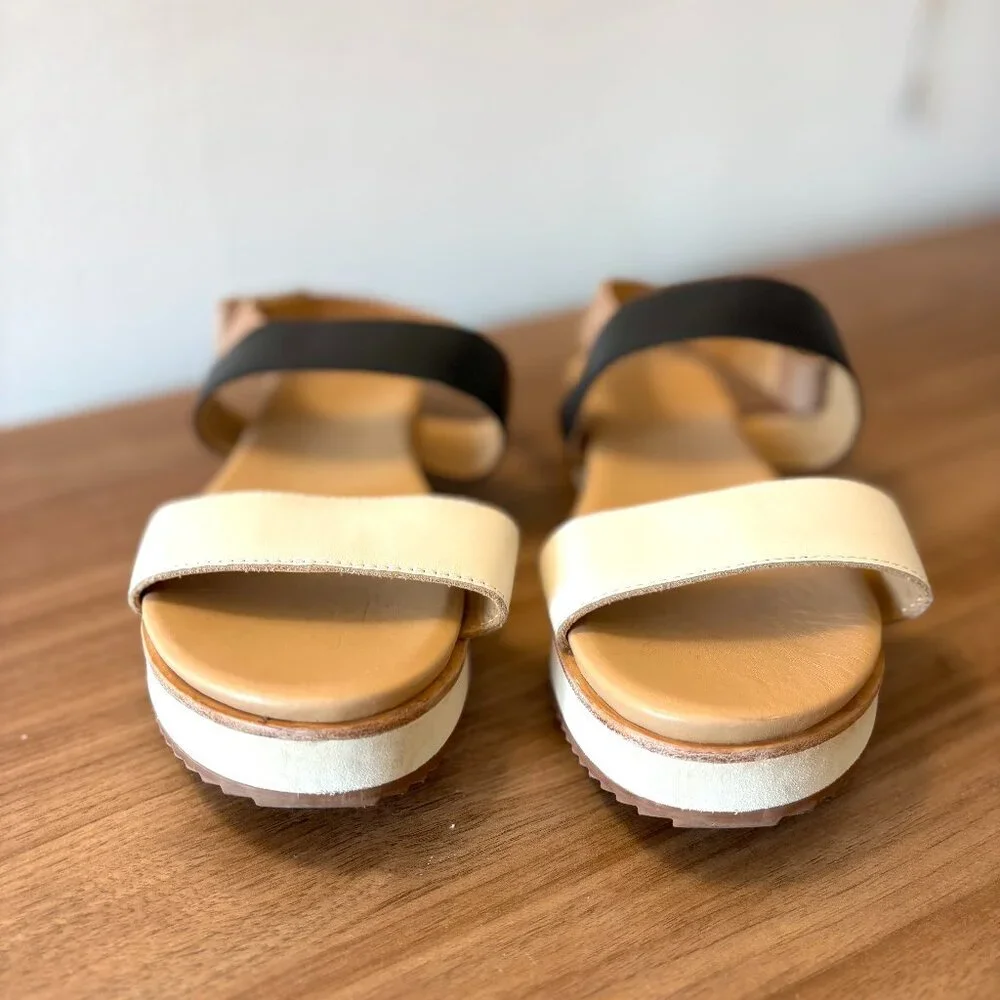 Nisolo Go-To Flatform Sandal in Bone/Black Colorblock, Size 9 - Picture 3 of 6